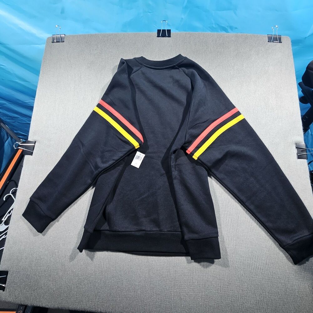 Disney Men's Mickey Mouse Black Pullover Sweatshirt Striped Sleeves XL - Picture 13 of 16